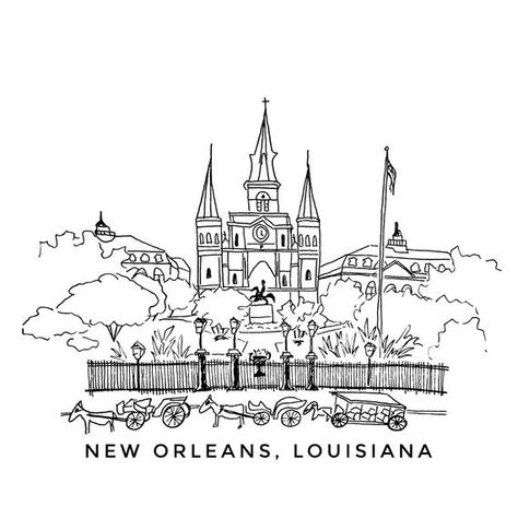 New Orleans Coloring Pages, New Orleans Drawing Simple, New Orleans Drawing, New Orleans Sketch, New Orleans Skyline Silhouette, New Orleans Sketch Art, New Orleans Svg, New Orleans Painting Easy, Louisiana State Outline