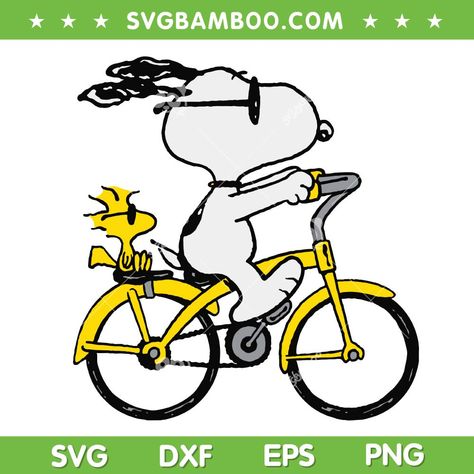 Funny Snoopy, Snoopy Dog, Riding Bike, Snoopy Woodstock, Dog Svg, Snoopy And Woodstock, Svg Funny, Peanuts Snoopy, Woodstock