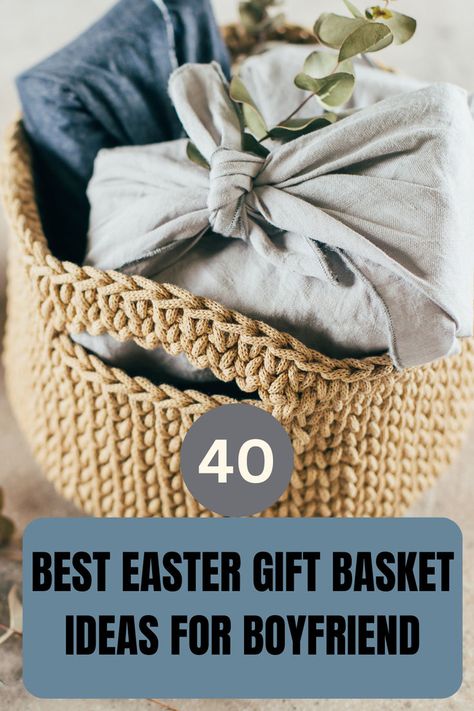 HAPPY EASTER! CHECK OUT 40 CUTE EASTER GIFT BASKET IDEAS FOR YOUR BOYRFRIEND! CREATE THE PERFECT GIFT BASKET WITH THINGS HE WILL ACTUALLY LOVE AND USE! CHECK OUT SOME OF OUR FAVORITE GIFT BASKETS TO DIY! WE HOPE YOU LOVE THIS POST! #FORADULTS #TEENS #BOYS #BOYRFRIEND #BESTFRIEND #DIY #IDEAS Handmade Gifts For Bf, Christian Easter Basket, Gifts For Bf, Dollar Tree Easter Decor, Gift Basket Ideas For Boyfriend, Basket Ideas For Boyfriend, Creative Easter Baskets, Perfect Gift Basket, Diy Tree Decor