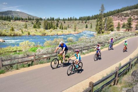 Riding Bikes With Friends, Friends Riding Bikes, Family Bicycle, Motorbike Road Trip, Family Bike Ride, Bike Rental Shop, Truckee River, Family Bike, Bicycle Travel