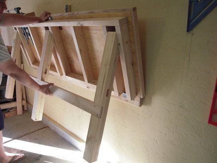 Fold Down Work Bench for my Garage Work Shop..this looks like one of the better ones Fold Down Work Bench, Garage Work Shop, Folding Workbench, Garage Work Bench, Workbench Plans, Work Bench, Garage Tools, Garage Shop, Woodworking Bench