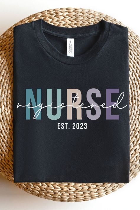 This Personalized Nurse Shirt presents an ideal gift for every Registered Nurse. Crafted from premium soft cotton, this unisex tee offers a comfy fit. Nurse Shirts Ideas, Student Nurse Tshirt Ideas, Nursing Student Tshirts, Nurse Outfits, Nursing Student Tshirt Designs, Registered Nurse Shirt Ideas, Nurse Educator Tshirt, Nurse Gear, Energy Vibes