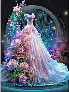 Dresses Painting, Fantasy Wedding Dress, Princess Dress Patterns, Wedding Dresses Diamonds, Rose Wedding Dress, Flower Bride, Round Mosaic, Wall Decor Crafts, Fantasy Wedding