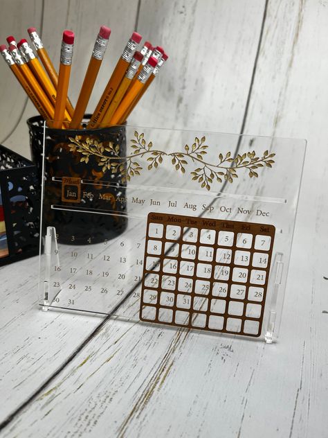 Excited to share the latest addition to my #etsy shop: Personalized Clear Acrylic Calendar | Perpetual Calendar | Maple Accents | Desk Calendar | Personalized Gift | Small Desk Calendar Acrylic Laser Cut Design, Calendar Acrylic, Small Desk Calendar, Secretary Gifts, Acrylic Calendar, Modern Calendar, Calendar Gift, Corporate Holiday Gifts, Personalized Housewarming Gifts