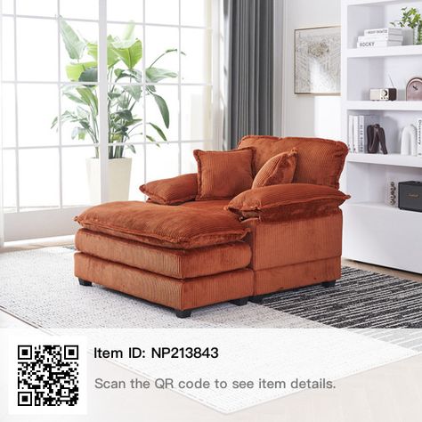 Oversized Chaise Lounge, Corduroy Sofa, Upholstered Chaise Lounge, Cozy Living Spaces, Chair And Ottoman Set, Comfy Couch, Upholstered Accent Chairs, Indoor Chairs, Comfy Sofa