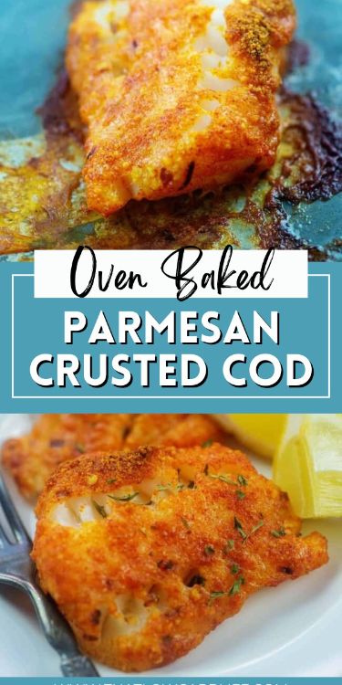 This oven baked parmesan crusted cod is so popular with everyone who tries it! Baked Parmesan Crusted Cod is flaky and tender with a flavorful, crispy, crunchy coating. This cod is so easy to prepare, you can have it ready in 15 minutes! Serve this low carb fish main dish with lemon wedges or tartar sauce. Cod Recipes Oven, Parmesan Crusted Cod, Parmesan Crusted Fish, Oven Baked Cod, Crusted Cod, Baked Cod Recipes, Cod Fish Recipes, Fish Recipes Baked, Cod Recipe