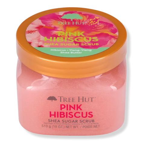 Exfoliating body scrub removes dull, dry skin to reveal glowing, soft, smooth skin Deeply nourish and balance skin’s hydration to help restore skin's natural glow Hibiscus Body Scrub, Pink Hibiscus Tree Hut, Tree Hut Pink Hibiscus, Body Scrub Tree Hut, Pink Body Scrub, Goat Products, Tree Hut Body Scrub, Tree Hut Sugar Scrub, Hibiscus Tree