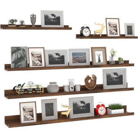 Millwood Pines Correon 5 Piece Wood Floating Shelf | Wayfair Wall Shelves For Bathroom, Picture Wall Living Room, Shelves For Bathroom, Long Floating Shelves, Floating Shelves Living Room, Wall Storage Shelves, Shelves For Wall, Floating Shelves Bathroom, Wooden Floating Shelves