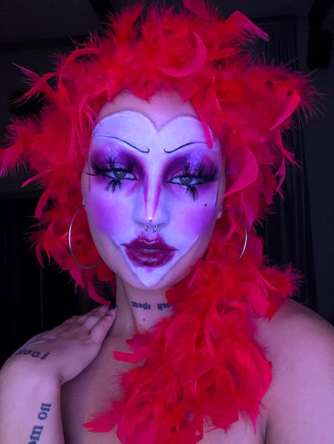 #photoshoot #makeup #creative #fashion #nonbinary #genderfluid #queer #inspo #style #alt #clown #makeup #drag #aesthetic Drag Clown Makeup, Clown Drag Makeup, Easy Drag Makeup, Drag King Aesthetic, Easy Drag Queen Makeup, Alt Clown Makeup, Drag Outfit Ideas, Drag Makeup Ideas, Fashion Nonbinary