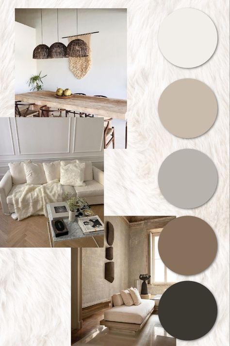 White Cream Grey Color Palette, Neutral Color Scheme Interior Design, Modern Organic Moodboard, Beige Colour Palette Living Room, Modern Bright Interior Design, Living Room Designs Natural Colors, Taupe Mood Board Color Palettes, Nuetral Pallete Interior Design, Beige Moodboard Interior Design