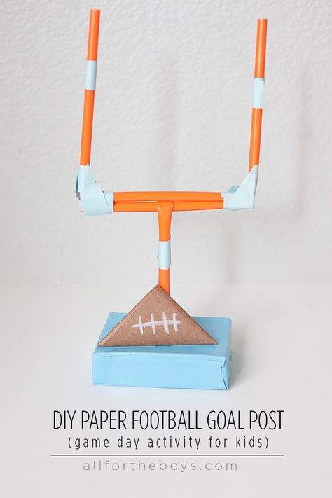 Kid Inspiration - Gameday Activity to Keep Kids Busy - paper football goal post Football Games For Kids, Football Goal Post, Paper Football, Sport Art Projects, Market Day Ideas, Back To University, Football Crafts, Straw Crafts, Keep Kids Busy