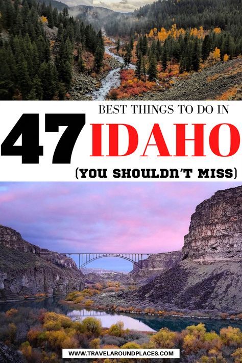 47 Best Things to Do in Idaho You Shouldn’t Miss | fun things to do in Idaho | top things to do in Idaho | unique things to do in Idaho | outdoor things to do in Idaho | best things to do in Idaho | places to visit in Idaho | things to see in Idaho | #idaho #thingstodo #bucketlist #usatravel #outdooradventure #usatravel Idaho Bucket List, Cour De Lane Idaho, Places To Visit In Idaho, Silverwood Theme Park, Things To Do In Idaho, Driggs Idaho, Shoshone Falls, Moving To Idaho, Explore Idaho