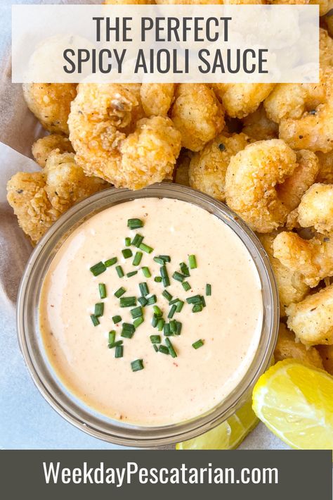 Sauce For Calamari Dipping, Calamari Dipping Sauce Recipes, Fried Shrimp Dipping Sauce, Concert Snacks, Calamari Dipping Sauce, Spicy Aioli Sauce, Calamari Sauce, Spicy Dipping Sauce Recipes, Sauce For Salmon Patties