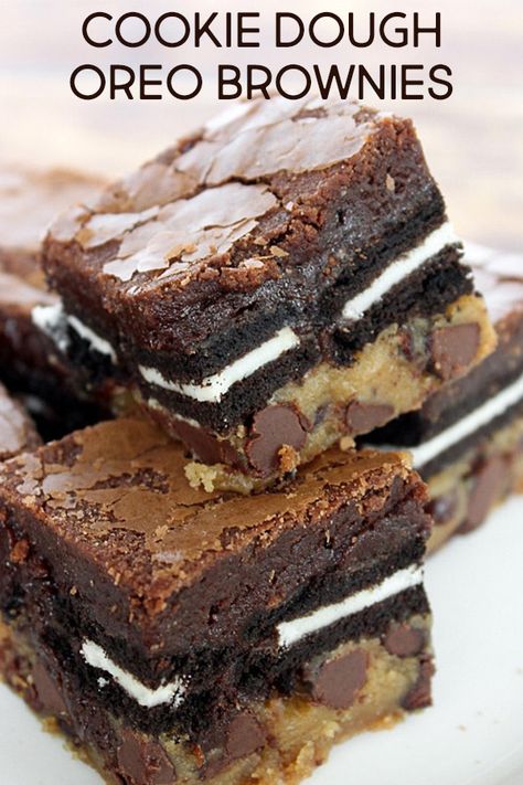 Cookie Dough Oreo, Cookie Dough Oreo Brownies, Oreo Brownies Recipe, Oreo Brownie, Brownie Desserts Recipes, Cookie Dough Brownies, Dessert Oreo, Easy Cupcake Recipes, Oreo Brownies