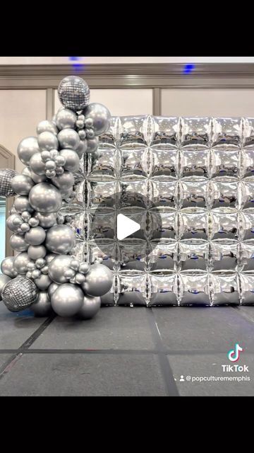 Memphis Balloons & Streamers 🎈 on Instagram: "Disco ball but make it balloon wall. 🪩🪩🪩 We are loving these new @tuftex Squared balloons! #popculturememphis" Foil Balloon Wall Backdrop, Square Foil Balloon Backdrop, Disco Balloon Backdrop, Mylar Balloon Wall, Square Balloon Backdrop, Disco Balloon Decor, Silver Balloon Wall, Mylar Backdrop, Foil Balloon Wall