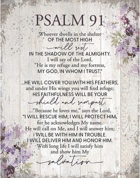 Psalm 91 Wood Plaque - Made in the USA - 11.75 in x 15 in - Classy Vertical Frame Wall Hanging Decoration | Because He Loves Me, Says the Lord | Christian Family Religious Home Decor Saying Psalm 91 11, Birthday Prayer, Shadow Of The Almighty, Bible Verse Background, Christian Family, Prayer For Protection, Bible Illustrations, Good Morning God Quotes, Psalm 91