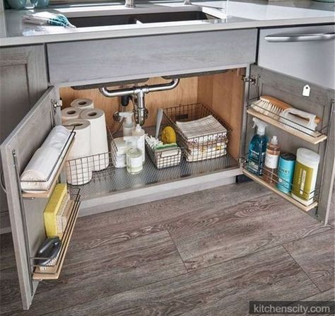 Model Dapur, Kitchen Sink Organization, Interior Boho, Kabinet Dapur, Small Kitchen Organization, Diy Kitchen Decor, Diy Kitchen Storage, Kitchen Cabinet Organization, Cabinet Organization