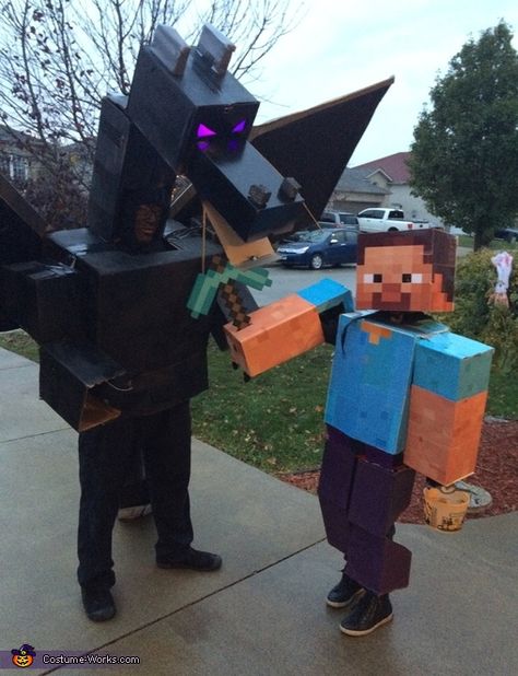 Diy Minecraft Ender Dragon Costume, Minecraft Ender Dragon Costume, Minecraft Costumes Diy, Minecraft Warden Costume, Enderdragon Costume, Ender Dragon Costume, Minecraft Halloween Costume, Steve Costume, Diy Minecraft Birthday Party