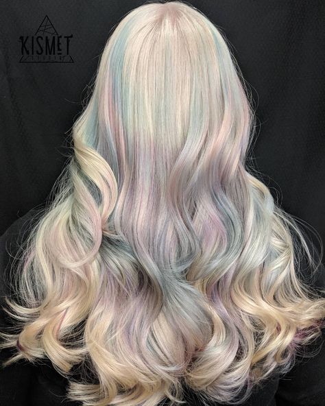 Alopecia Wig, Blue Hair Highlights, Pastel Rainbow Hair, Opal Hair, Galaxy Hair, Hair Color Pastel, Platinum Blonde Hair, Hair Colours, Color Pastel