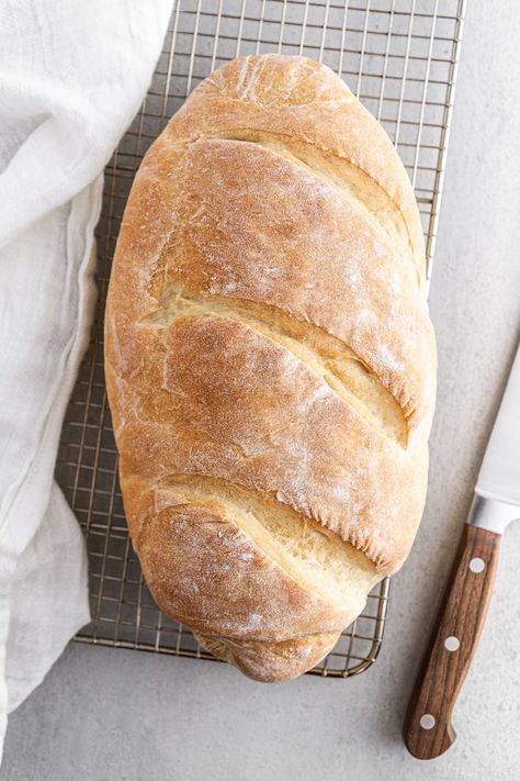 Homemade Italian Bread made from scratch! Soft on the inside with a delightfully chewy crust, you can bake this bread in your own kitchen using just five ingredients and two hours start to finish. #girlversusdough #homemadebread #softbread #breadrecipe Italian Bread Recipe, Italian Bread Recipes, Pizza Roll, Recipe Girl, French Toast Bake, Yeast Bread, Italian Bread, Homemade Italian, Bread Recipes Homemade