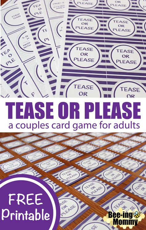 Tease or Please a couples card game for adults (18+) to help spice things up in the bedroom. homemade card game, Anniversary, Valentine's Day gift idea Christmas Youth Group Games, Kids Relay Races, 21st Birthday Games, Easy Math Games, Gym Games For Kids, Couples Game Night, Toddler Party Games, Girls Party Games, Funny Party Games