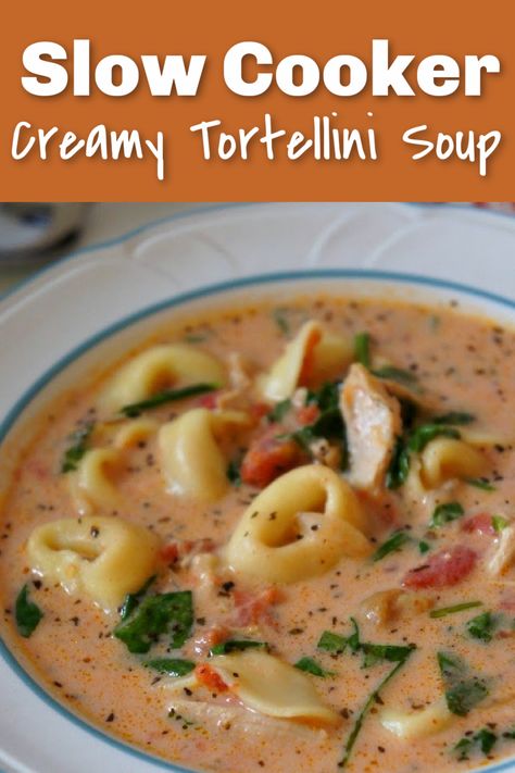 Spinach And Chicken Soup, Creamy Tortellini, Spinach Tortellini Soup, Tortellini Recipes, Chicken Gnocchi Soup, Spinach Soup, Easy One Pot Meals, Soup Recipes Slow Cooker, Tortellini Soup