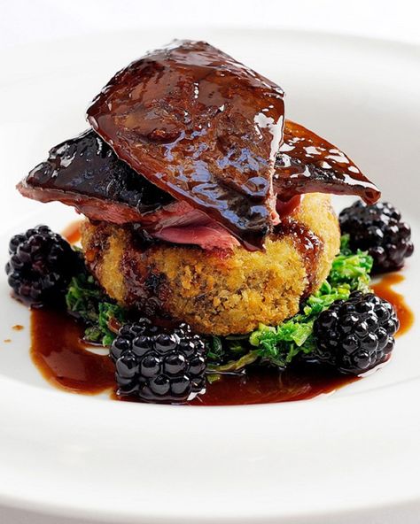 Although game is most closely associated with autumn and winter, this dish from William Drabble is best served in late August when the grouse is still young and tender and blackberries are just coming into season. The tangy fruit complements the rich meat wonderfully and this grouse recipe is a fine way to bid farewell to summer. Grouse Recipe, Grouse Recipes, Great British Chefs, Wild Game Recipes, Meat Appetizers, Port Wine, Michelin Star, Game Food, Great British