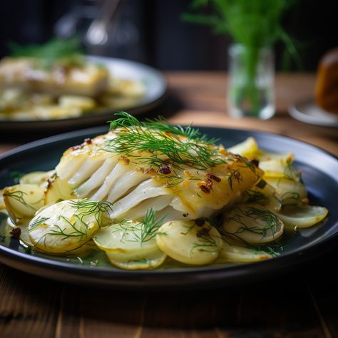 Cod With Potatoes, Baked Fish Recipe, Fennel Recipe, Roasted Cod, Fennel Recipes, Fish Recipes Baked, Roast Fish, Roasted Fennel, Vegetarian Meal Plan