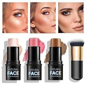 Countering Makeup, Cream Contour Stick, Make Up Kits, Makeup Contouring, Natural Concealer, Contouring Makeup, Concealer Pen, Highlighter Stick, Face Brightening