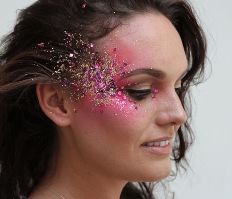 Is Cosmetic Glitter Safe To Use On Your Face? Make Up, Pink, Glitter, Glitter Ideas, Cosmetic Glitter, Face Paint, Carnival Face Paint, Carnival, Festival