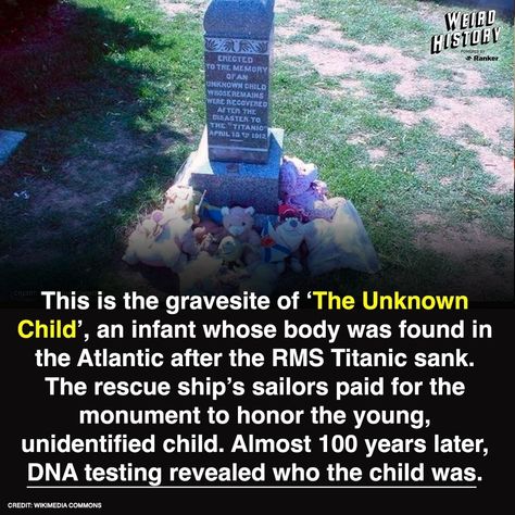 @weird_history More unsettling and inspiring facts about the 'RMS Titanic' tragedy at https://www.ranker.com/list/whoa-titanic-facts/alby-thompson?utm_campaign=later-linkinbio-weird_history&utm_content=later-38501344&utm_medium=social&utm_source=linkin.bio Titanic Fun Facts, Edmund Fitzgerald, Weird History, Titanic Facts, Scary Creepy, Rms Titanic, Random Facts, Dna Test, History Facts