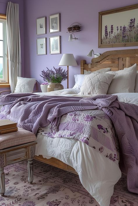 Lavender Themed Room, Purple Bedroom Ideas, Lilac Bedroom, Sage Bedroom, Lavender Bedroom, Cozy Dorm, Lavender Room, Bedroom Purple, Purple Bedrooms