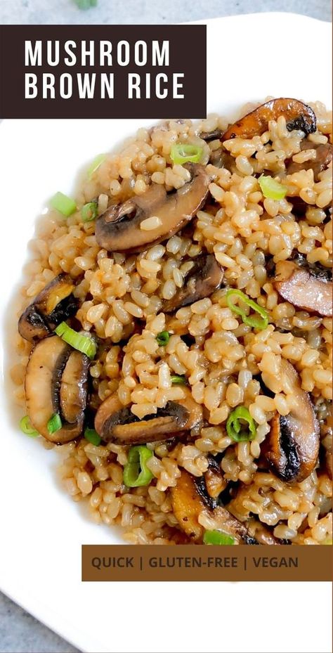 Easy & Delicious Brown Rice and Mushroom Pilaf. A flavorful one-pot dish with just 5 main ingredients. It is perfect to make on a weeknight and enjoy as a side or even as a whole meal | mushroom brown rice recipes easy | quick dinner recipe | https://pipingpotcurry.com/one-pot-brown-rice-mushroom-pilaf/ Brown Rice Mushroom Risotto, Brown Rice Pilaf Recipe Easy, Brown Rice With Mushrooms Recipes, One Pot Brown Rice Meals, Rice And Brown Gravy Recipes, Delicious Brown Rice Recipes, Hamburger Brown Rice Recipes, Brown Rice Mushroom Recipes, Brown Rice Recipes Rice Cooker