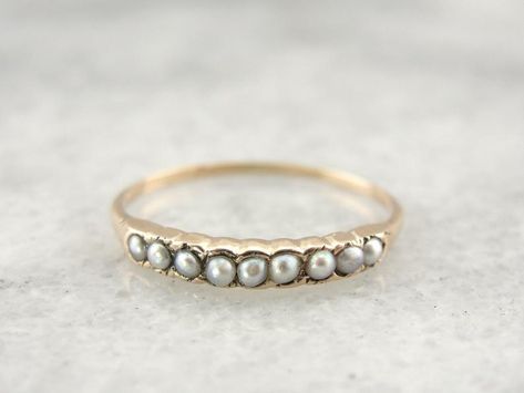 Victorian Seed Pearl Band or Stacking Ring in Fine Gold | Etsy Gorgeous Wedding Rings, Seed Pearl Ring, Popular Rings, Beautiful Wedding Rings, Ruby Pendant, Ruby Sapphire, Seed Pearl, Vintage Ring, Ring Band