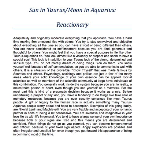 Taurus Sun/Aquarius Moon - Reactionary Libra Sun Pisces Moon, Witchy Wellness, Taurus Sun Scorpio Moon, Sun Scorpio, Sun In Aries, Sun In Gemini, Astrology 101, Zodiac Chart, Gemini Sun