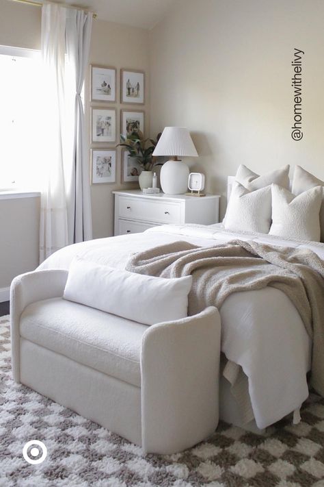 Create a serene sleep sanctuary with cotton bedding & comforter sets. Light & airy, textured fabric elevates the look, with a variety of summery hues to choose from. Cute Bedroom Decor, Redecorate Bedroom, Apartment Decor Inspiration, Studio Mcgee, Dream Room Inspiration, Room Makeover Bedroom, Room Makeover Inspiration, Apartment Inspiration, Velvet Upholstery