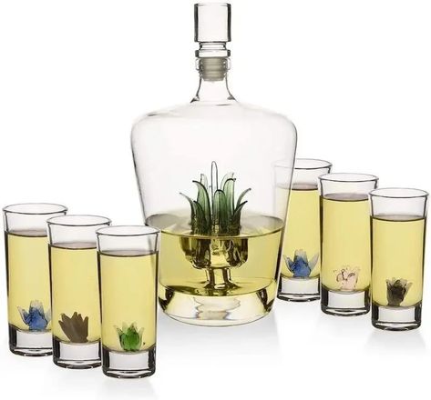 Tequila Decanter Set Tequila Glasses, Skull Decanter, Liquor Decanter Set, Tequila Agave, Tequila Gift, Whiskey Decanter Set, Drinking Gift, Tequila Shots, Agave Plant