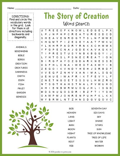 Free Printable Story of Creation Word Search Creation Story Maze, Creation Coloring Pages Printables Free, Creation Games, Creation Coloring Sheets Free Printable, Creation Word Search, Day 1 Creation Coloring Page, Creation Of World, Creation Bible Story Activity, Bible Crossword Puzzles Free Printable