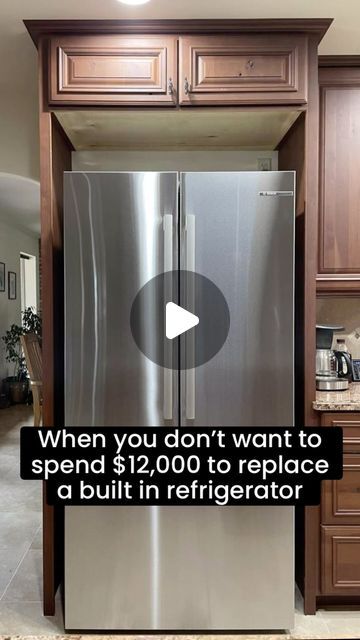 Appliance Trim Kits | Get the built-in Look for your Kitchen on Instagram: "Watch how we transform this kitchen in a snap!  All it takes is:  1️⃣One custom trim kit  2️⃣A screwdriver   3️⃣15 minutes from start to finish!  Do you like the built in appliance look?  #fridge #fridgegoals #fridgesituation #fridgestock #fridgeorganization  #fridgefreezer #fridgedecor #fridgefriday #refridgerator #kitchenremodel #kitchendesign #kitchengoals #kitchenideas #kitchenlife #kitchengadgets #kitchenstyle #kitchenhacks #kitchenmakeover #kitchenreno #kitchentrends #kitchenappliances  #interiordesigns #interiordesigntrends #interiordesigntips" Built In Refrigerator Ideas, Kitchen Fridge Ideas, Fridge Hacks, Built In Fridge, Modern Refrigerator, Refrigerator Ideas, Fridge Decor, Built In Refrigerator, Fridge Organization