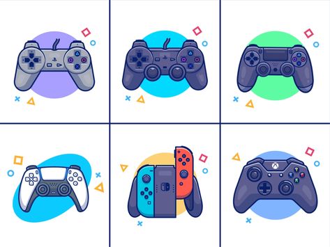 Game controller🎮🎮⭕🔺❌ by catalyst on Dribbble Game Controller Art, Digimon Wallpaper, Tshirt Design Inspiration, Video Game Controller, Designer Logo, Art Gallery Wallpaper, Bar Art, Design Jobs, Animated Drawings