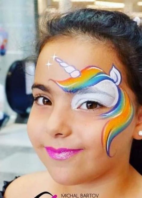 Unicorn Face Paint, Face Painting Unicorn, Rainbow Face Paint, Christmas Face Painting, Girl Face Painting, Rainbow Face, Face Painting Easy, Face Paint Makeup, Kids Face Paint