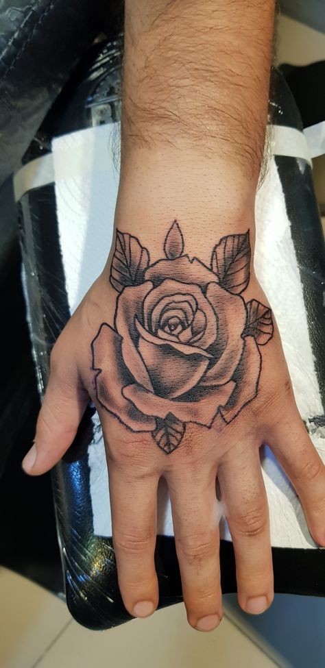 Hand Flower Tattoo Men, Japanese Hand Tattoos For Men, Flower Hand Tattoo Men, Rose Hand Tattoo Men, Hand Tattoos Rose, Rose On Hand Tattoo, Hand Tattoos For Guys Men, Side Hand Tattoos For Guys, Hand Tattoos For Guys Ideas