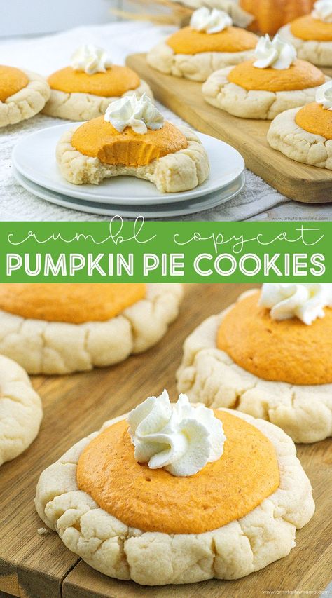 Pumpkin Pie Cookies Recipe, Recipe For Pumpkin Pie, Pumpkin Pie Cookie, Spiced Pumpkin Pie, Crumbl Copycat, Crumble Cookie Recipe, Pumpkin Pie Cookies, Fall Cookie Recipes, Apple Pie Cookies