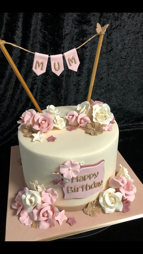 61st Birthday Cake For Mom, Fondant Cake For Moms Birthday, Mum 70th Birthday Cake, Cakes For Women Birthday Simple, Cake For Older Woman Birthday, Mother Birthday Cake Ideas Mom, Best Cake Designs Birthday For Women, Simple Birthday Cake For Mother, Cake For Mother Birthday