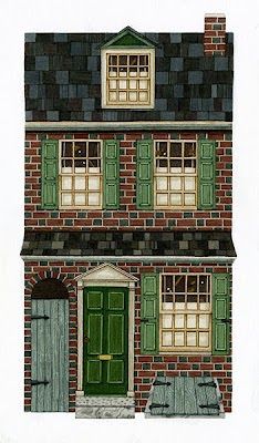 Building Illustration, Architecture Drawing Art, House Illustration, House Quilts, Building Art, House Portraits, Doors And Windows, House Drawing, Paper Houses