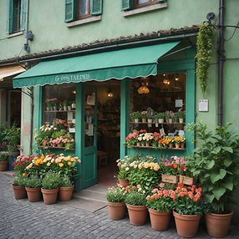 Flower Shop Reference, Flower Stall Aesthetic, Florist Cafe Shop, Florist Exterior, Garden Shop Display, Flower Shop Exterior, Vintage Flower Shop, Cute Flower Shop, Cottage Core Flowers