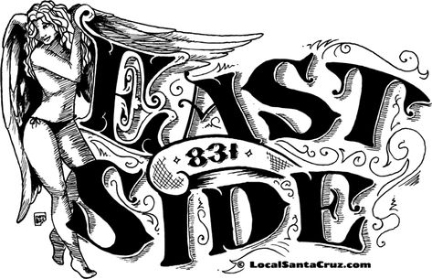 West Side Tattoo Ideas, East Side Tattoo, Santa Cruz Stickers, West Coast Tattoo, Coast Tattoo, Chest Tattoo Drawings, Cool Skull Drawings, Sd Logo, Sign Drawing