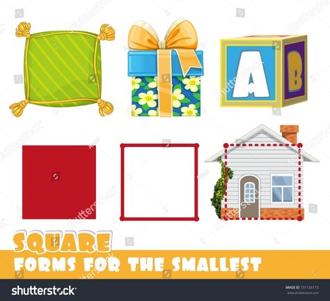 Forms for the smallest. Square and objects having a Square shape on a white background developing game #Ad , #affiliate, #Square#objects#Forms#smallest Square Objects, Square Illustration, Shape Illustration, Portfolio Booklet, Shape Vector, Preschool Writing, Social Media Design Graphics, Art Clipart, Graphic Design Portfolio