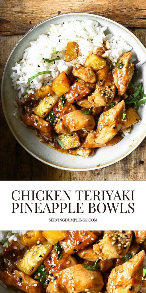 Teriyaki Pineapple, Pineapple Bowls, Teriyaki Chicken Bowl, Pollo Teriyaki, Healthy Bowls Recipes, Chicken Teriyaki, Healthy Bowls, Health Dinner, Savory Chicken