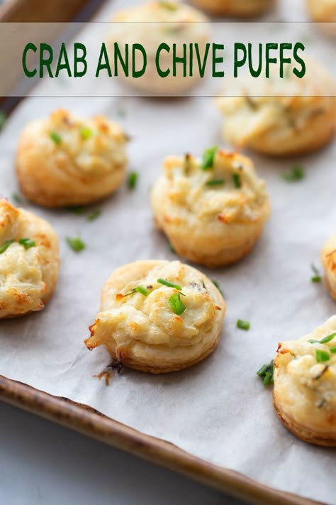 Crab Puffs, Crab Appetizer, Impressive Appetizers, Dessert Waffles, Puff Pastry Appetizers, Pastry Appetizer, Puff Pastry Filling, Creamy Crab, Savory Bites